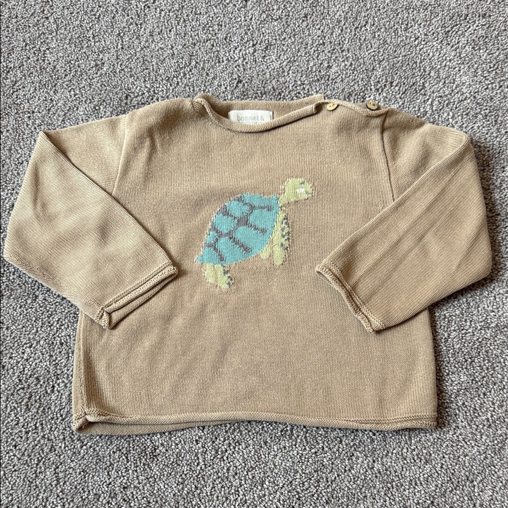 Cozy Tan Turtle Kids Sweater